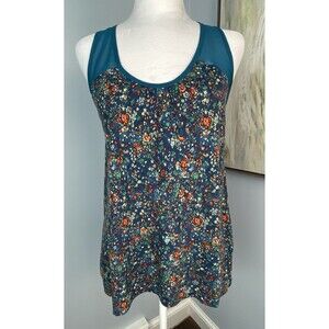 VTG Mudd Tank Top Size Small Sheer Teal Dark‎ Floral Racerback Tank 90’s Fairy